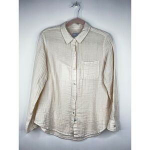 Rails Ellis Button Up Shirt Cream White Sand Long Sleeve Cotton Gauze Large